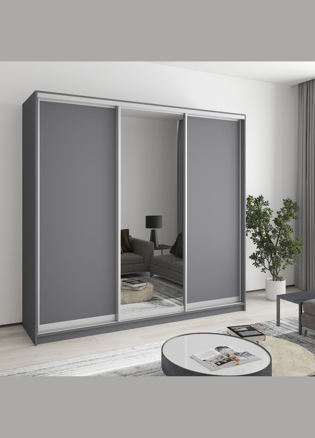 Шкаф-купе трехдверный Комбо AL 2ДСП/Зеркало 220x60x210 см (MBS-3346) MebelStar (346288885)