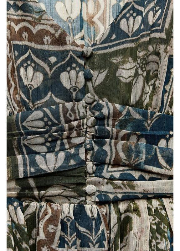 Комбинированное короткое платье с принтом и металлизированным эффектом Zara