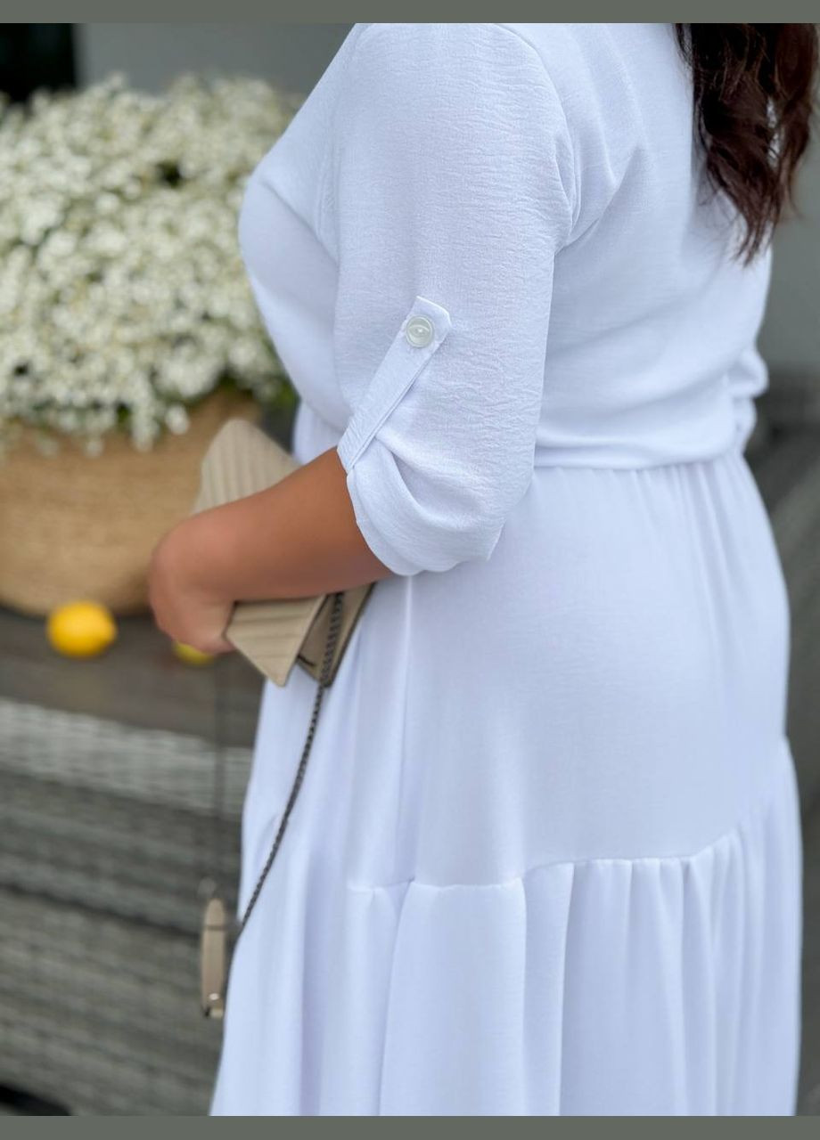 Білий повсякденний, святковий жіноча сукня максі з воланами Avanti однотонна