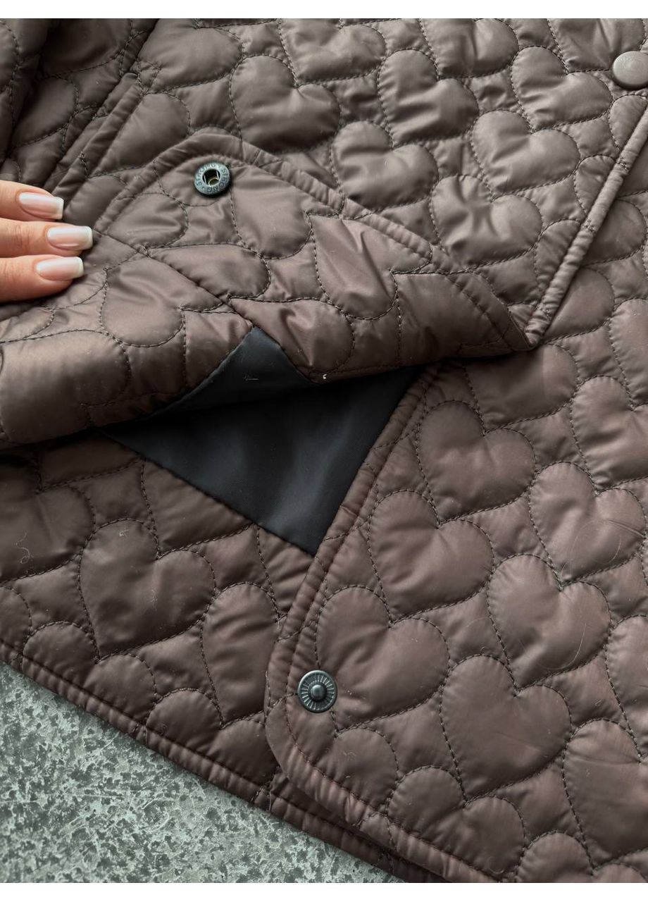 Коричневая зимняя 💕 куртка "серденька" из плащевки лаке – легкость, тепло и нежность 💕ознакомьтесь с размерной сеткой DK/DL Мода без кордонів