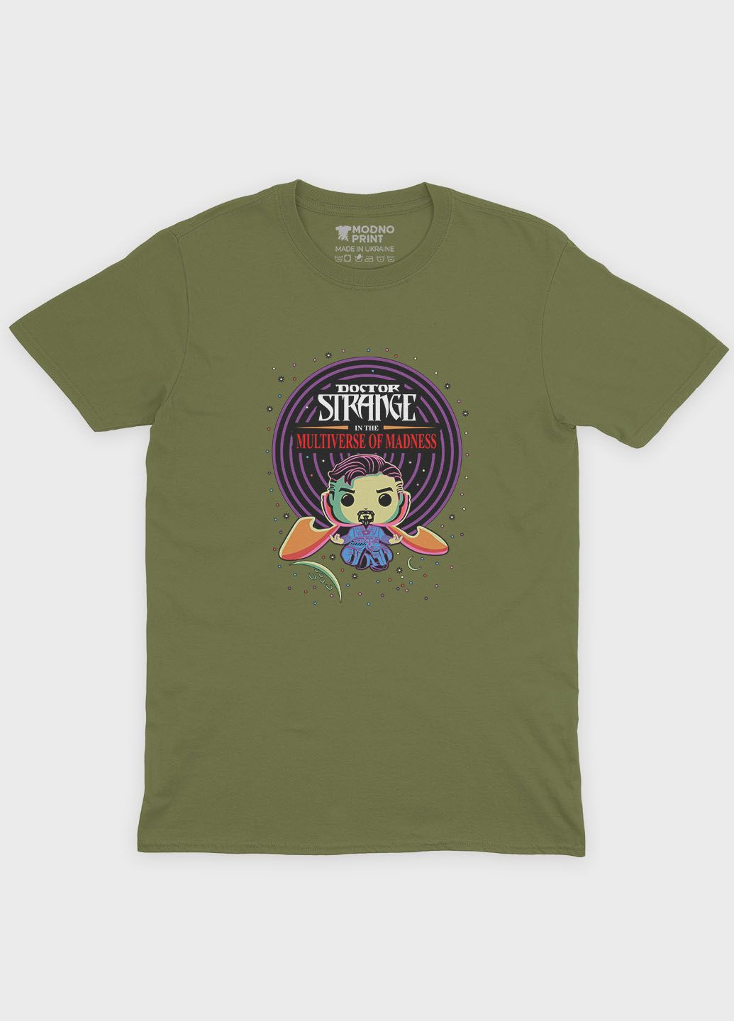Хакі (оливкова) чоловіча футболка з принтом супергероя - доктор стрендж (ts001-1-hgr-006-020-007) Modno