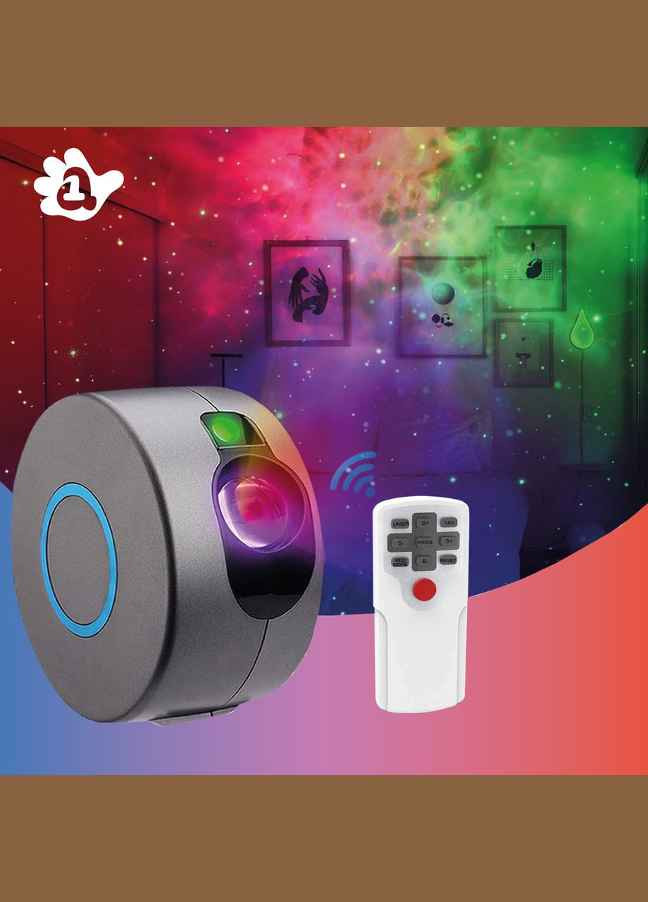 Лазерный ночник-проектор звездного неба А1 с серым пультом. No Brand (347590348)