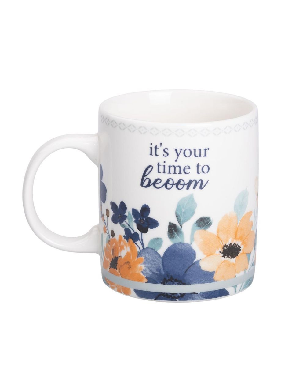 Кружка фарфоровая с цветочным принтом 400 (мл) для чая и кофе Белая RX-N240139W Liling Rongxiang Ceramic (370974278)