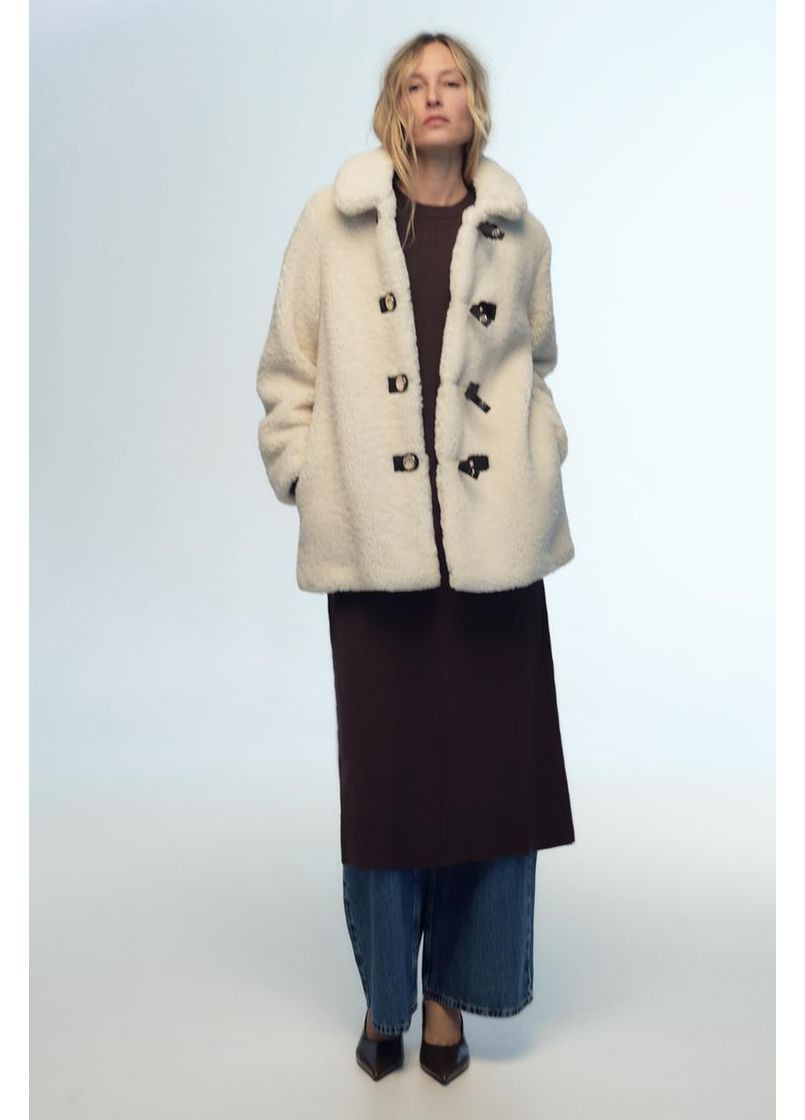 Еко шубка полупальто зі штучної овчини Zara (365060283)