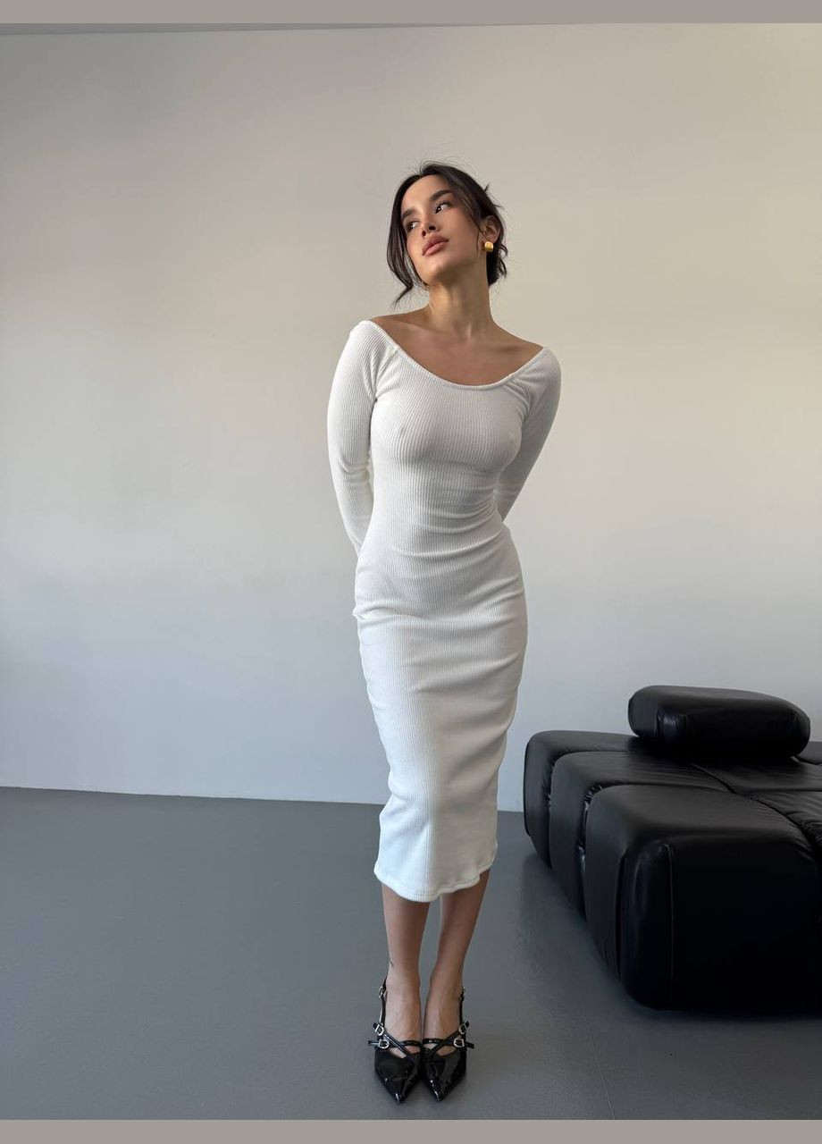 Молочное деловое, повседневный, джинсовое платье, которое можно носить двумя способами No Brand