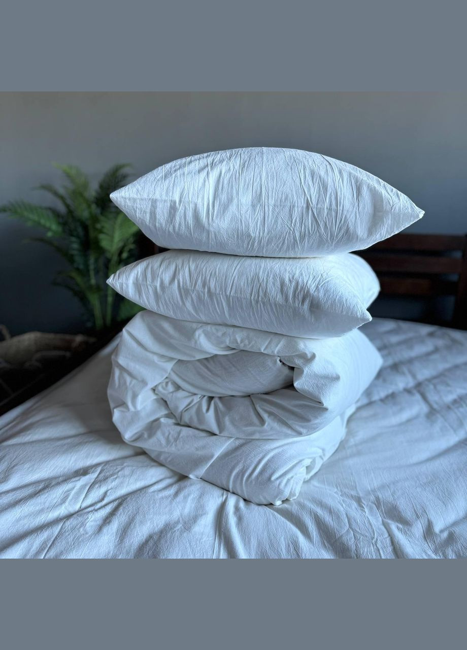 Постельное белье Washed Cotton Однотонный Двуспальный 180 x 220 Вареный хлопок Молочная 50 х 70 No Brand (307355910)