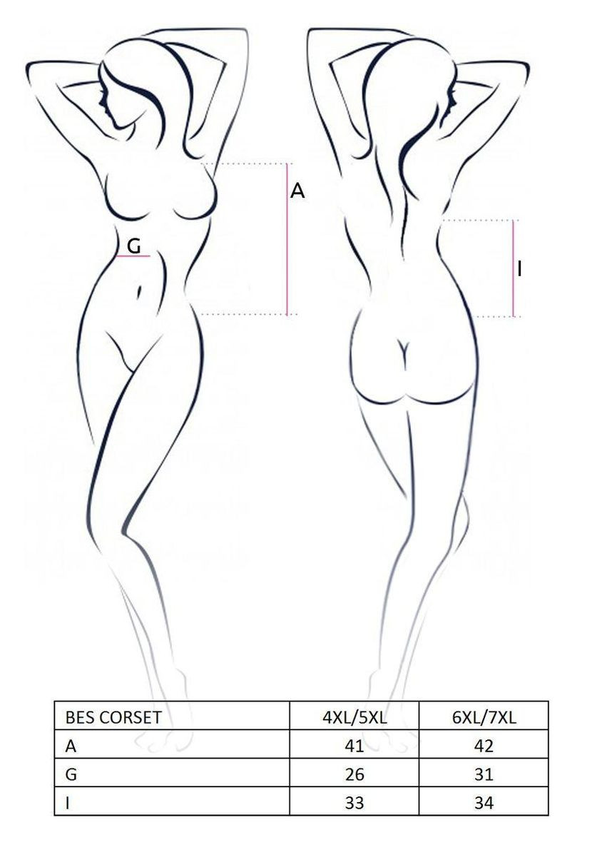 Корсет під латекс із пажами COPSET black 6XL/7XL — Passion, стринги, шнурівка BES (303882354)