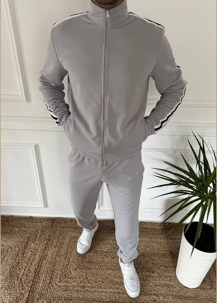 Серый демисезонный мужской спортивный костюм Adelante