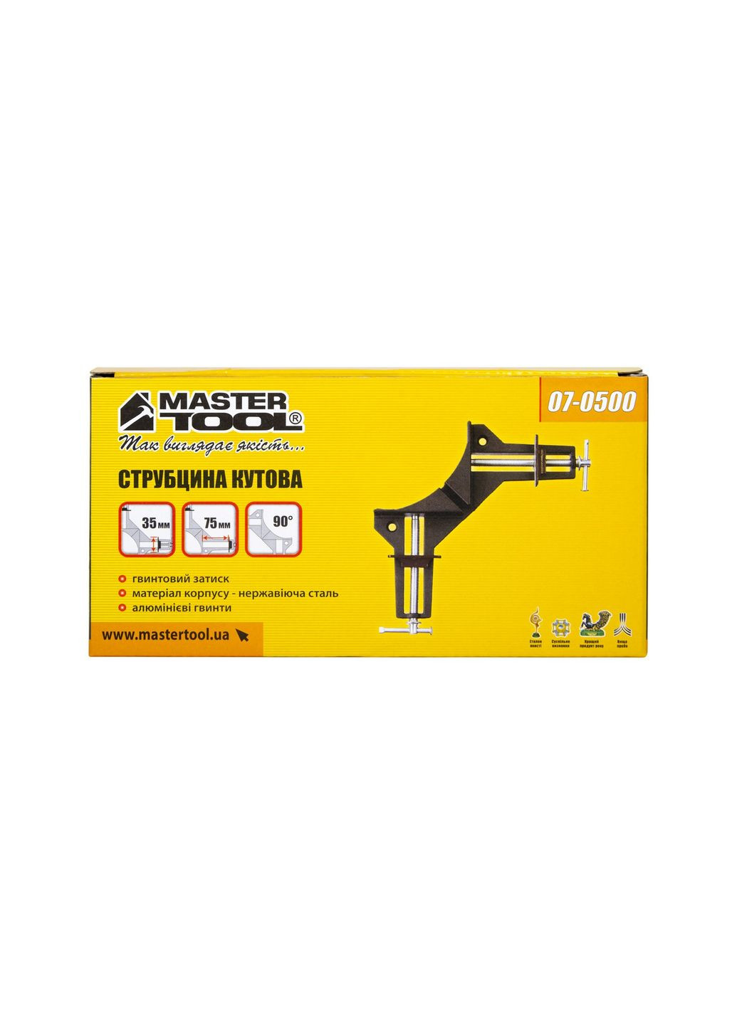 Струбцина столярная угловая 90° угол захвата 75 мм 500 Н 07-0500 Mastertool (364964728)