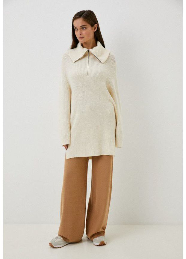 Молочний зимовий светр подовжений джемпер Tom Tailor