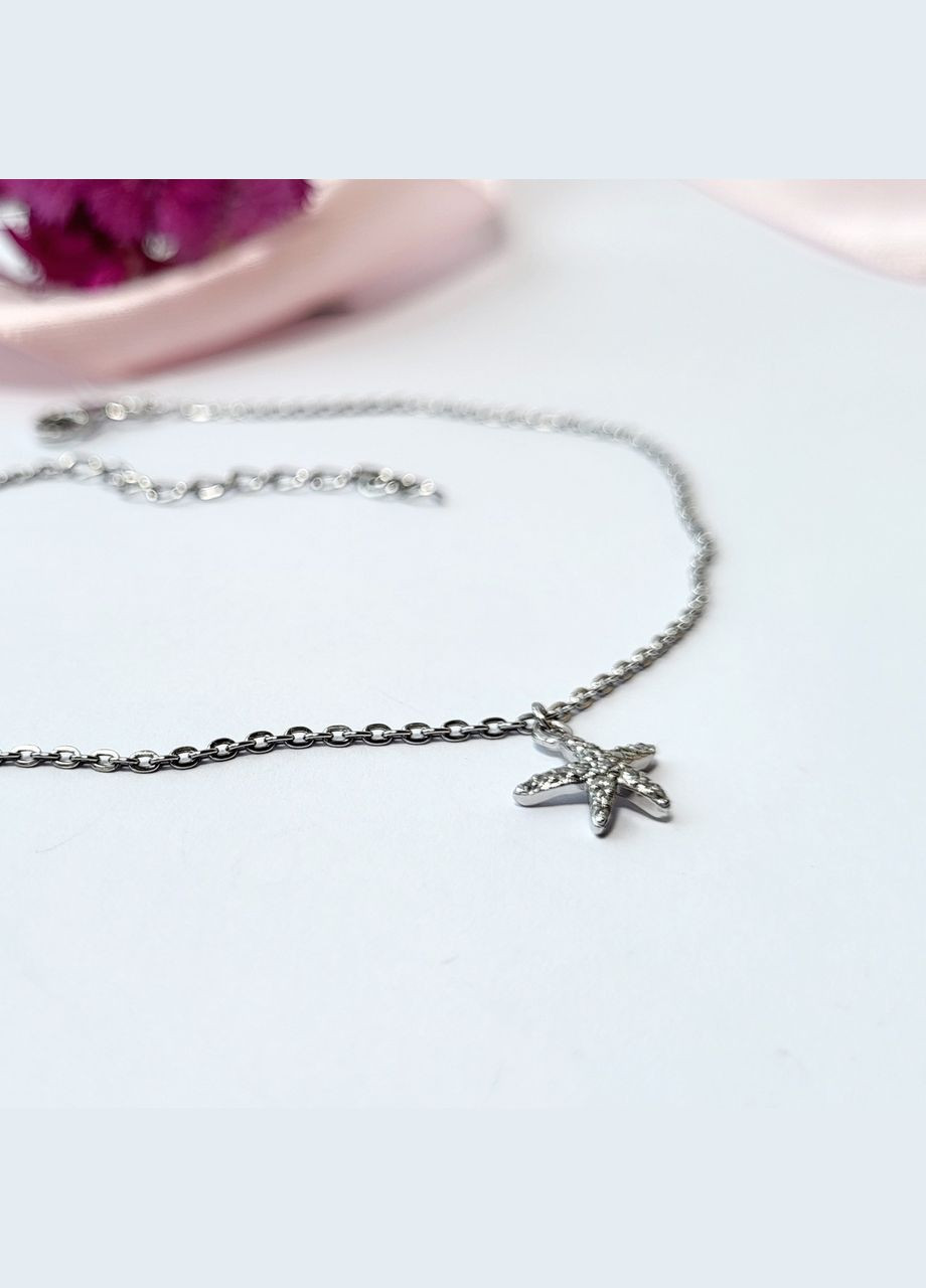 Серебряный Браслет на ногу с Подвеской Морская Звезда 23 - 27 см серебро 925 пробы Родированное 223511р 2.00г Nobrand (363969108)