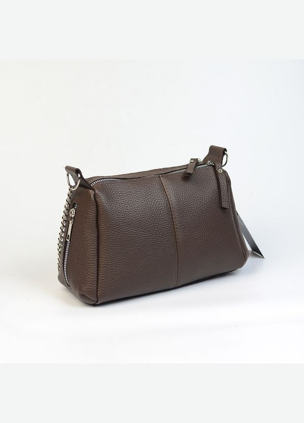 Коричневая шоколадная маленькая женская кожаная сумочка на два отделения Serebro (342374868)