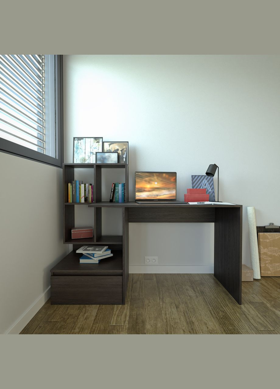 Стіл комп'ютерний, письмовий стіл з ящиками та дверцятами ST-0005 від Венге темний MORELI (335424263)