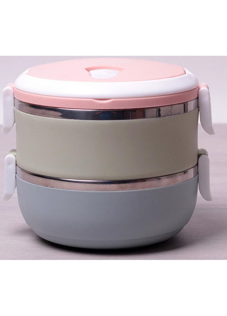 Ланч-бокс Food Box 2 емкости 700мл контейнер для еды с нержавеющей сталью и ручками Kamille (368988512)