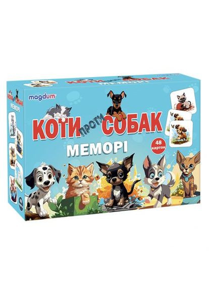 Настольная игра "Мемори: Коты против собак" ME503224, в коробке (4820215155670) MAGDUM (292709621)