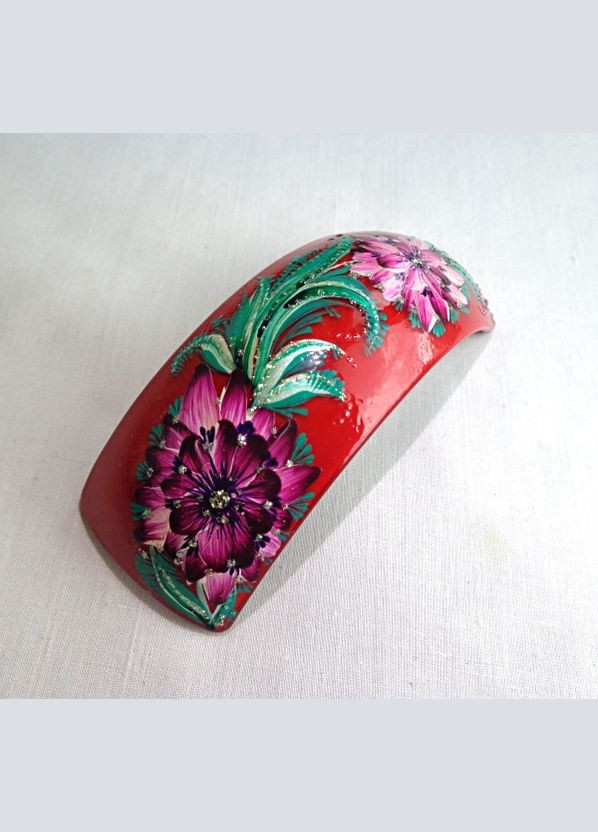 Заколка-автомат для волос с ручной росписью "Летние Красные Майоры" No Brand (349843475)