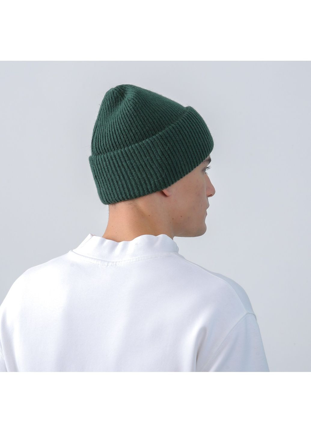 Шапка бини мужская шерсть зеленая GEORGE 013-070 LuckyLOOK 013-070M (367831471)