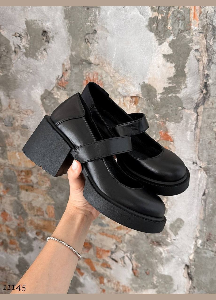 No Brand Туфельки з натуральної шкіри на липучці, чорні чорний з, — (316221815)