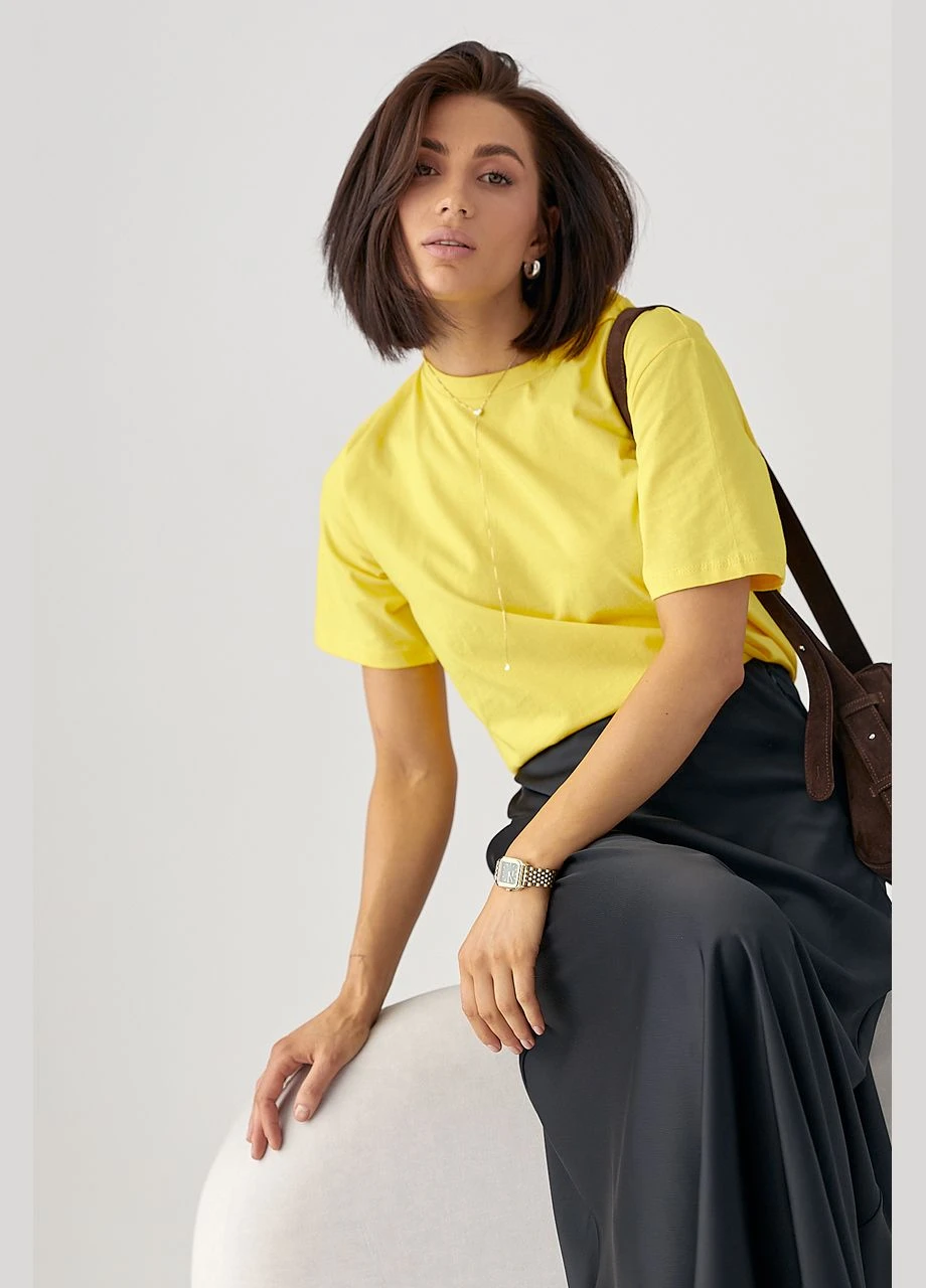 Жіноча базова однотонна футболка Lurex - (328633508)