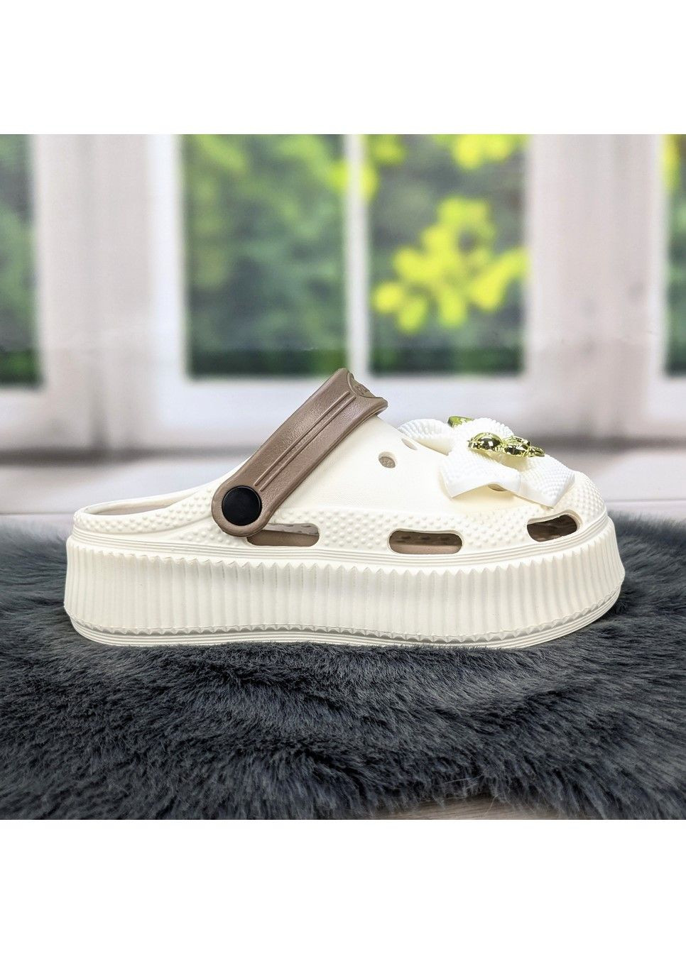 Сабо кроксы женские на платформе с бантиком Progress (299374741)