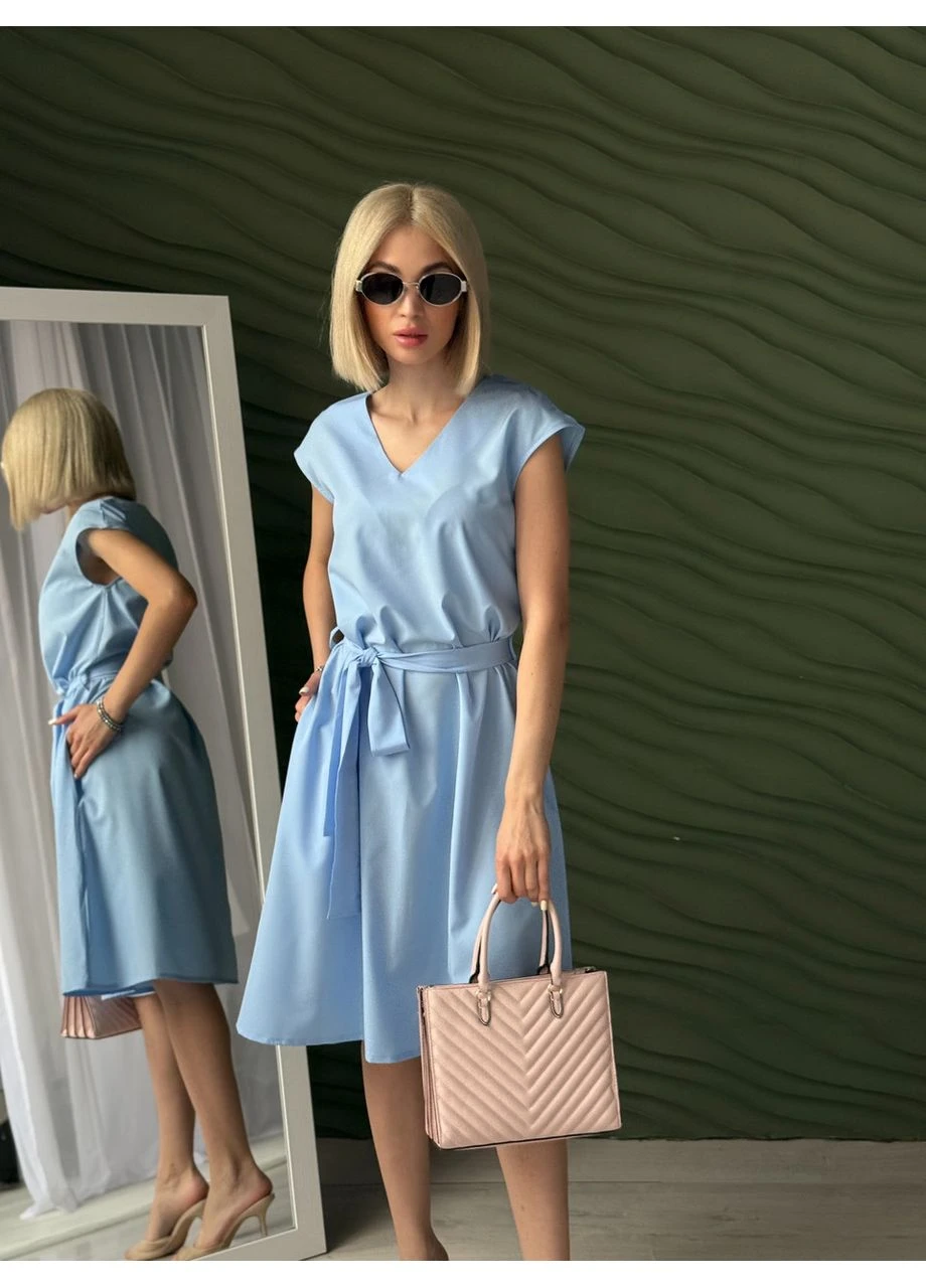 Блакитна жіноча літня сукня міді Fashion Girl
