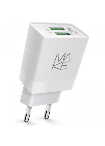 Зарядний пристрій (MCW221WH) MAKE 12w 2.4a+2.4а white (268140737)