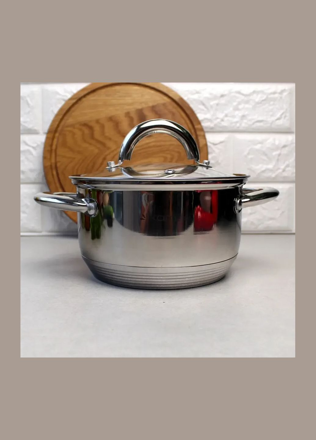 Кастрюля с крышкой из нержавеющей стали 2,4 л с полыми ручками, посуда для индукции Kamille (311601831)