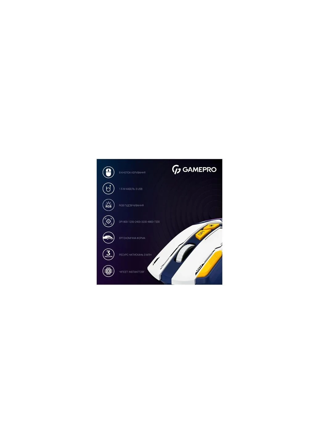 Мишка (GM300BL) GAMEPRO GM300BL USB Blue/White (400312360)