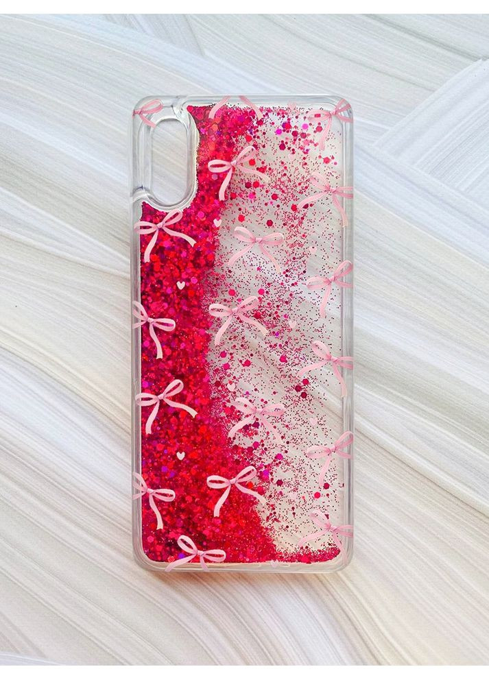 Чохол з плаваючими рожевими блискітками на Xiaomi Redmi 9A Бантики (принт 404) Creative (355402428)