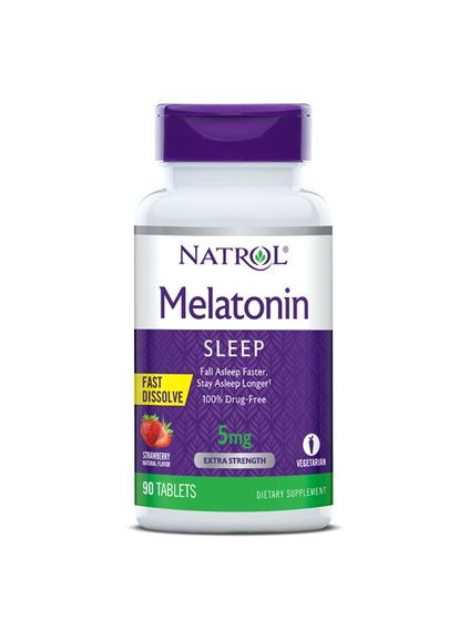 Натуральна добавка Melatonin 5mg Fast Dissolve, 90 таблеток полуниця Natrol (334703821)