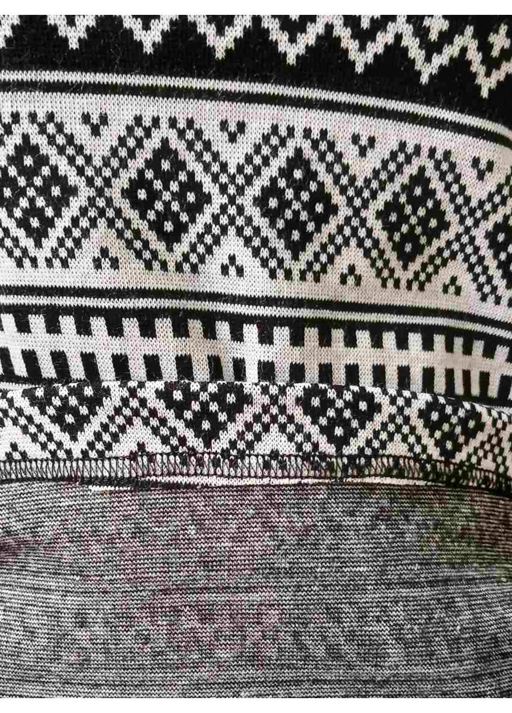 Чорно-біла зимова жіноча піжама -костюм для дому кофта - лонгслів + лосини принт орнамент No Brand