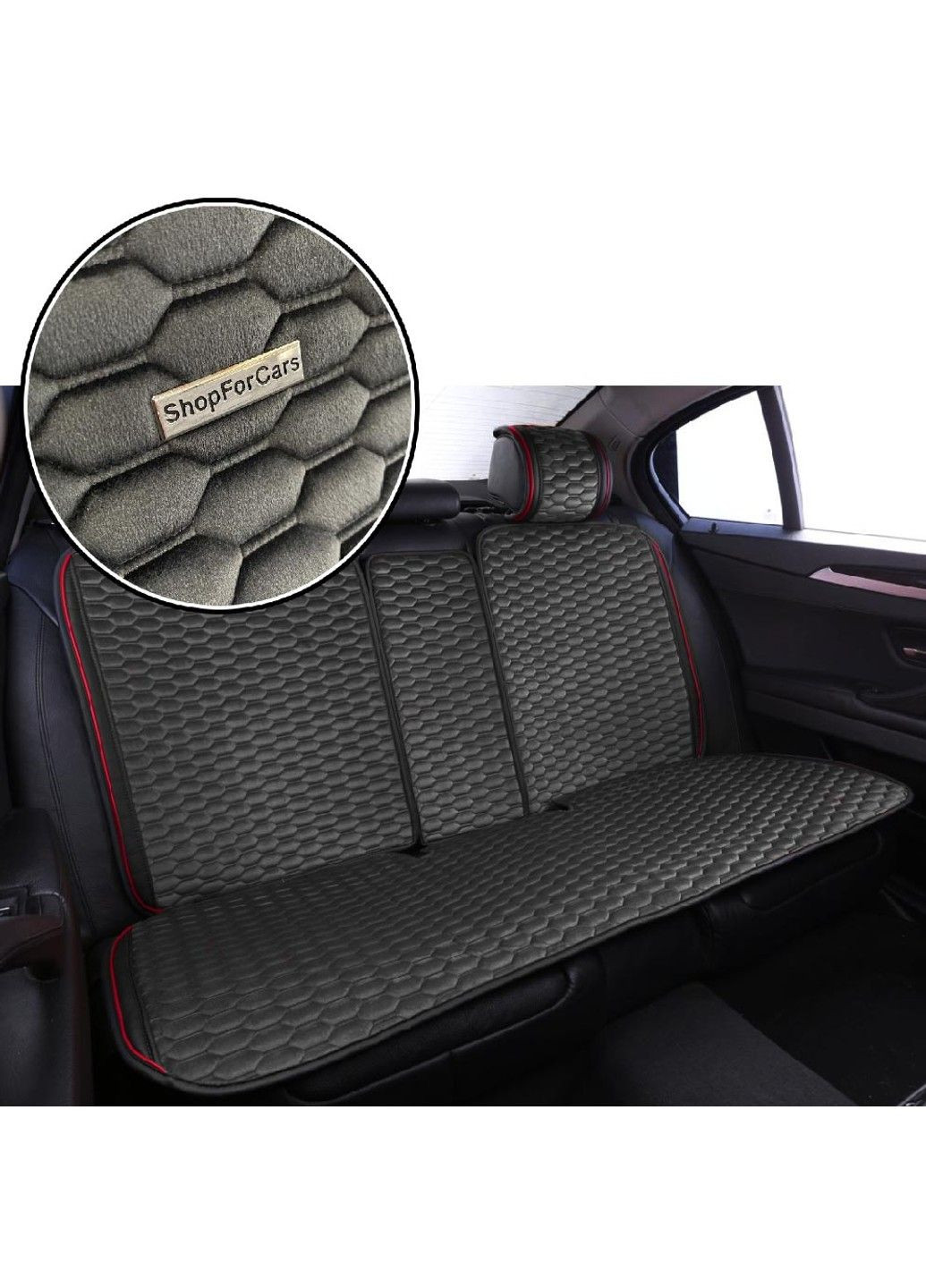 Накидки для передних сидений Алькантара Palermo Premium Черные Красный кант 2 шт S4C (338624740)