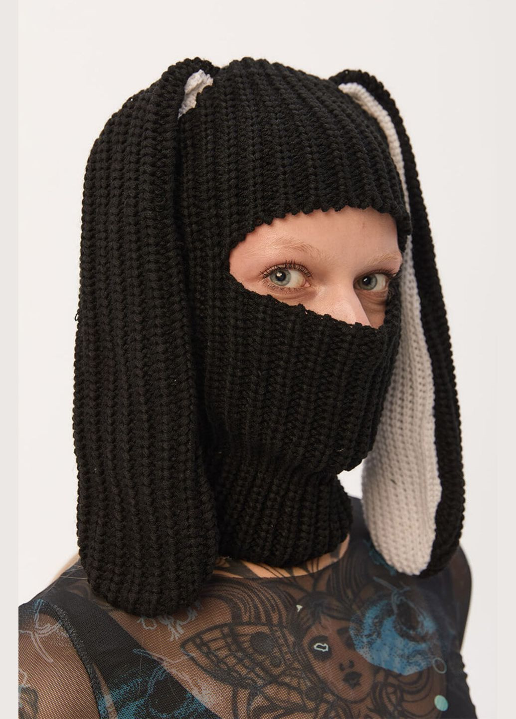ТУР женская балаклава с ушками черного цвета "банни" однотонный черный производство - Украина