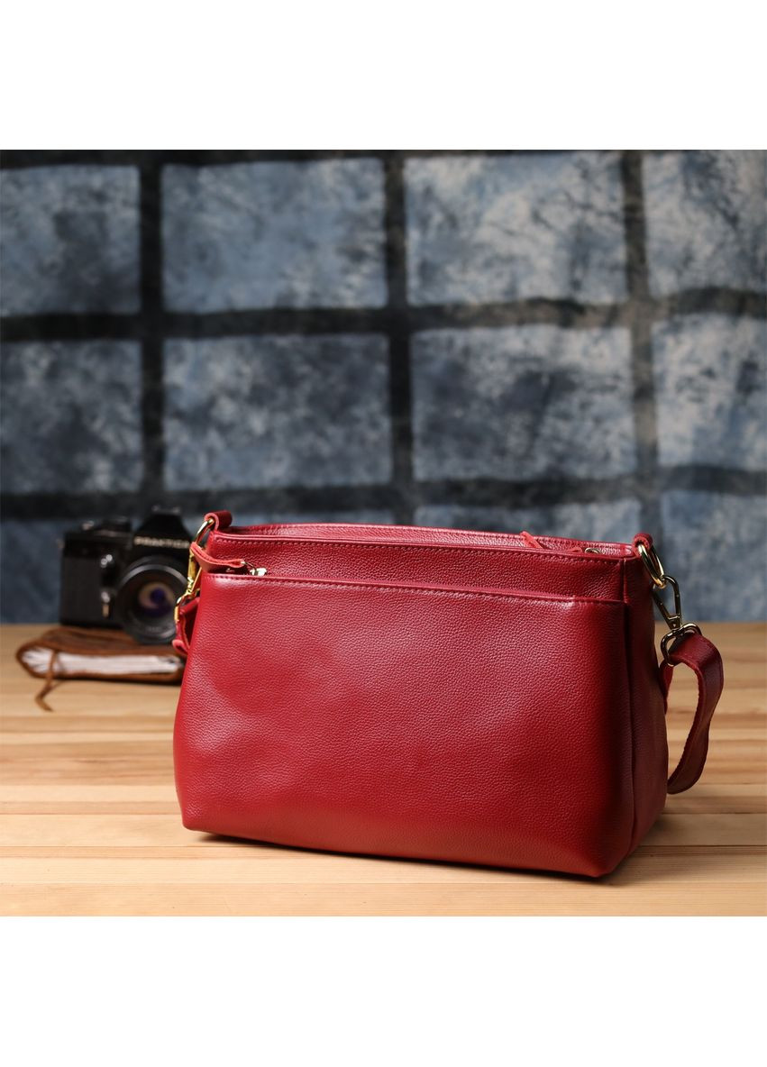 Сумка кросс-боди через плечо женская из натуральной кожи средняя Красный 38241 Vintage (355245181)