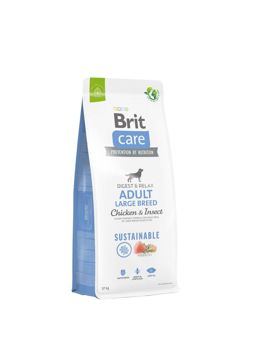 Сухий корм Dog Sustainable Adult Large Breed з куркою та комахами для собак великих порід 12 кг Brit Care (345743456)