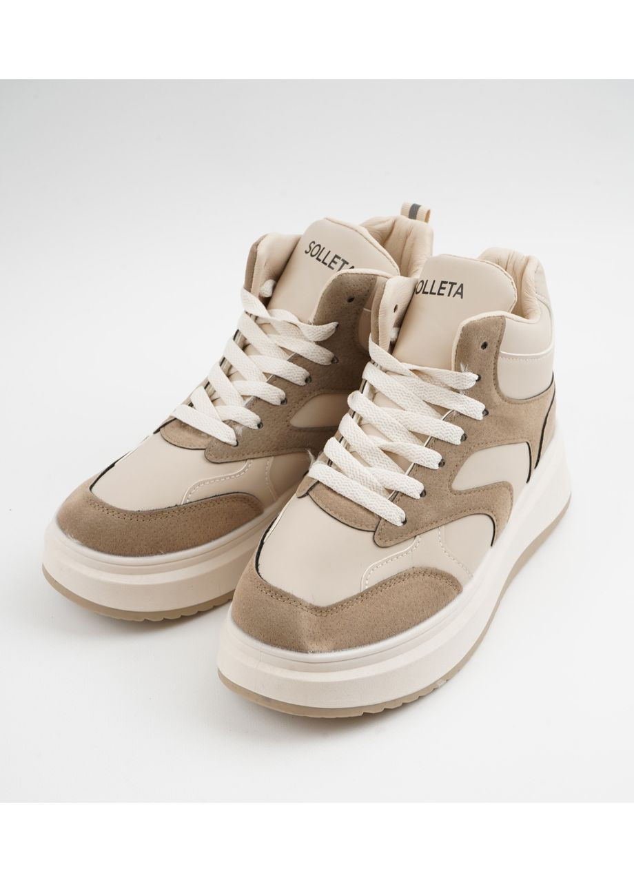 Бежеві кеди жіночі зимові бежеві з високим підйомом (b04) 41 SOLLETA