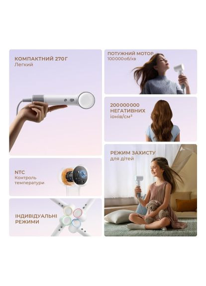 Фен (AHG11AP) Dreame Hair MINI Pink (366160435)