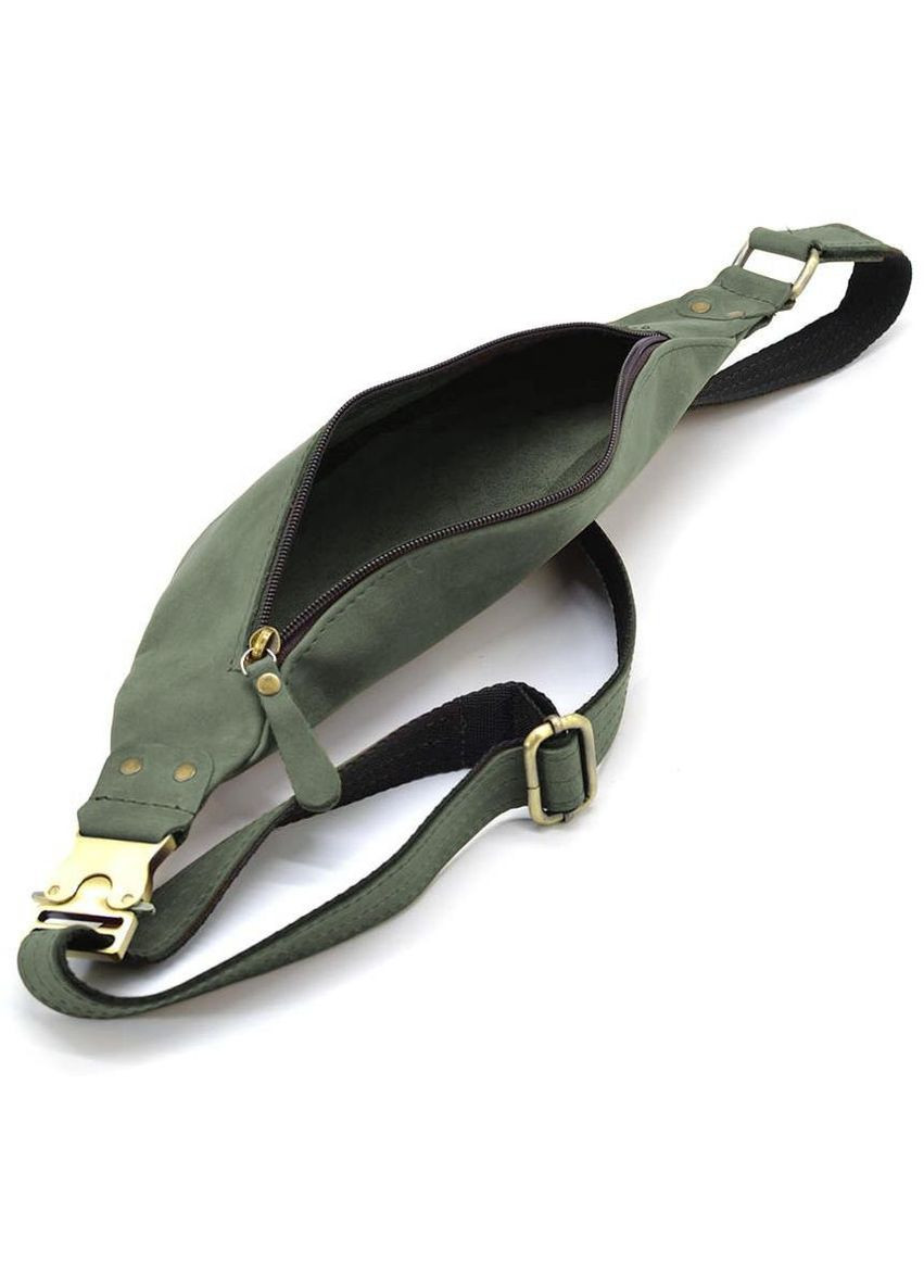 Сумка поясна бананка жіноча з натуральної шкіри середня Зелений 38724 TARWA (353302684)