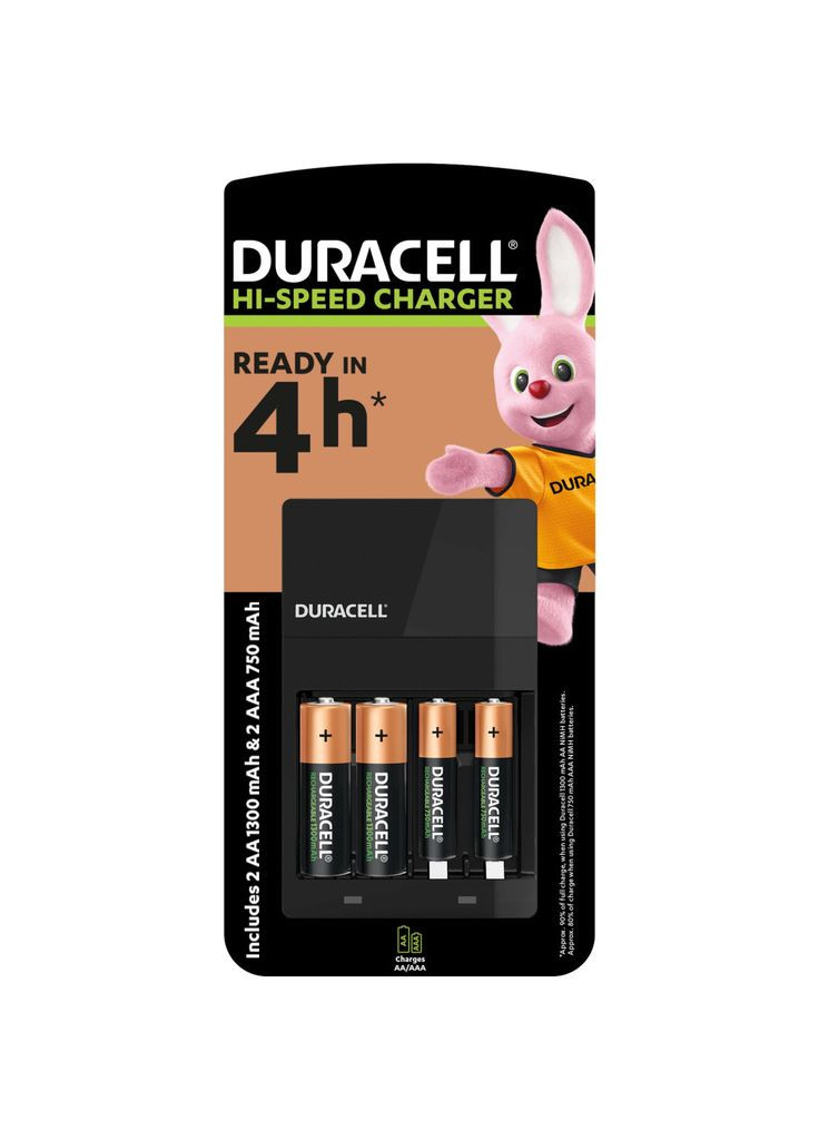 Зарядное устройство для аккумуляторов CEF14, 4 часа, 1 шт. (m426675) Duracell CEF14, 4 години, 1 шт. (Includes 2 AA1300mAh & 2 A (367071082)