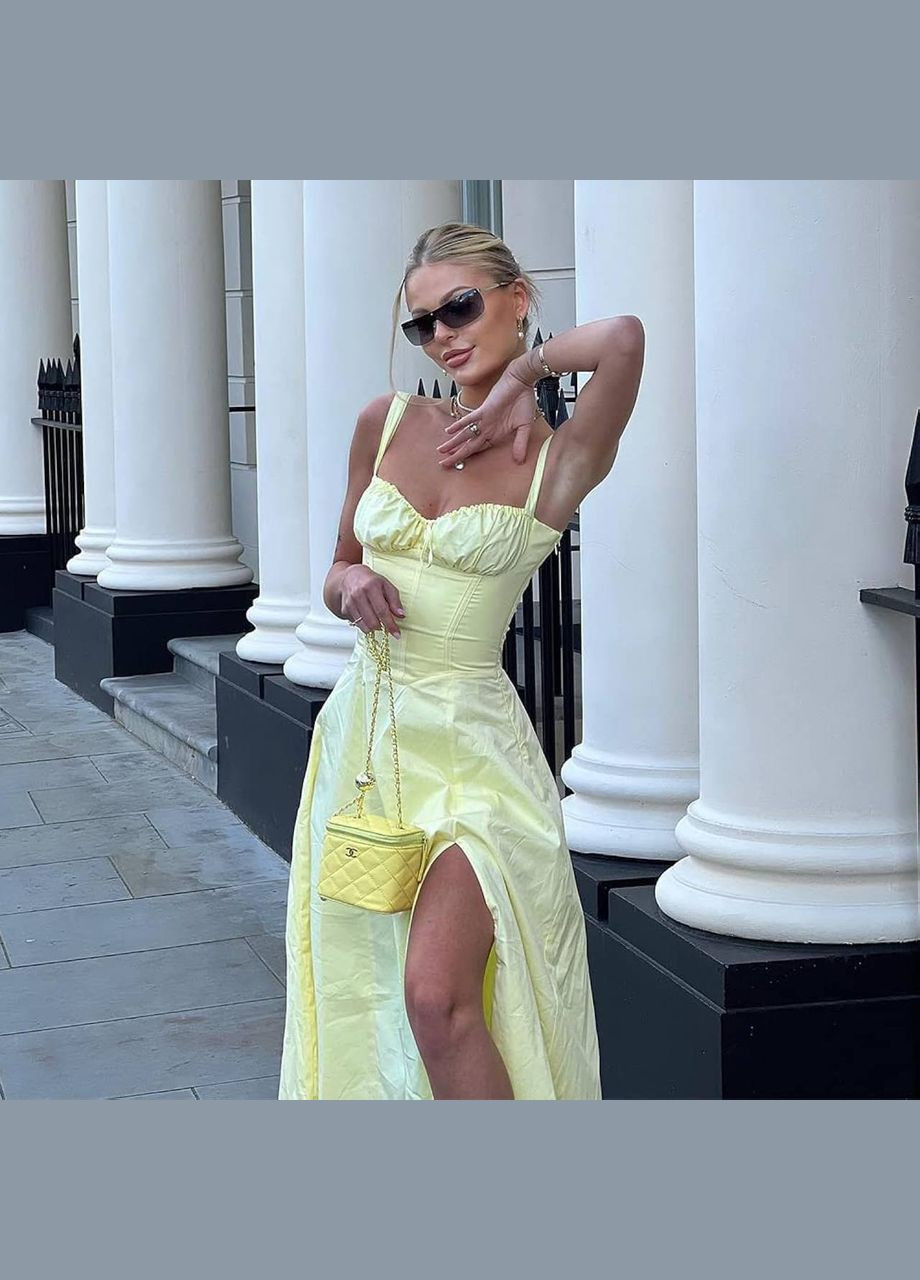 Жовтий святковий сукня No Brand однотонна