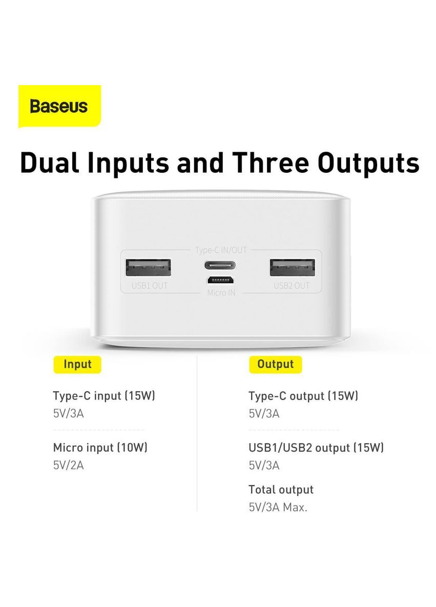Зовнішній акумулятор 30000 мА·год bipow digital display 15w портативна батарея Baseus (279554967)