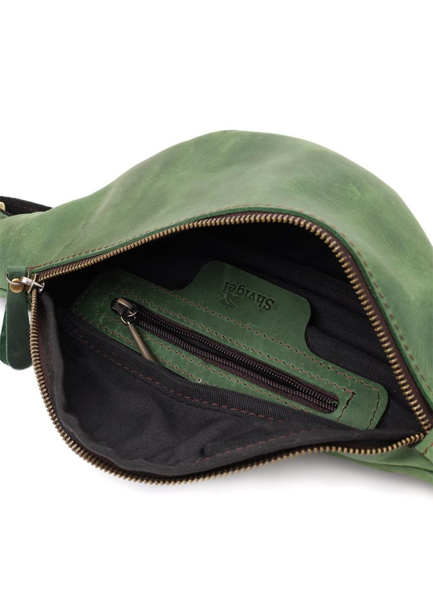 Сумка на пояс через плече шкіряна чоловіча Зелений 35642 Shvigel (334673997)