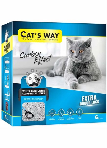 Наполнитель для кошачьего туалета Carbon Effect бентонитовый комкующий с активированным углем 6 л 5,1 кг коробка Cat's Way (266274698)