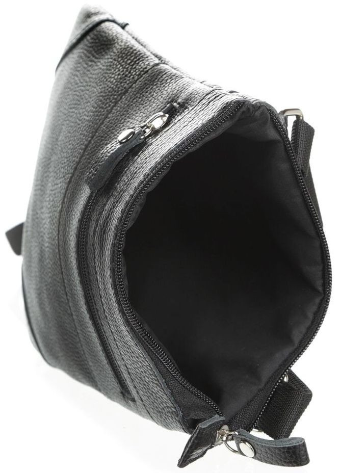 Кожаная сумка кросс боди мужская мессенджер через плечо черная 11025 Shvigel (329198626)