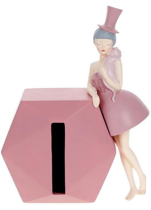 Салфетка Девочка с кошкой полистоун розовая для сервировки стола контейнер для салфеток Bona (368987156)