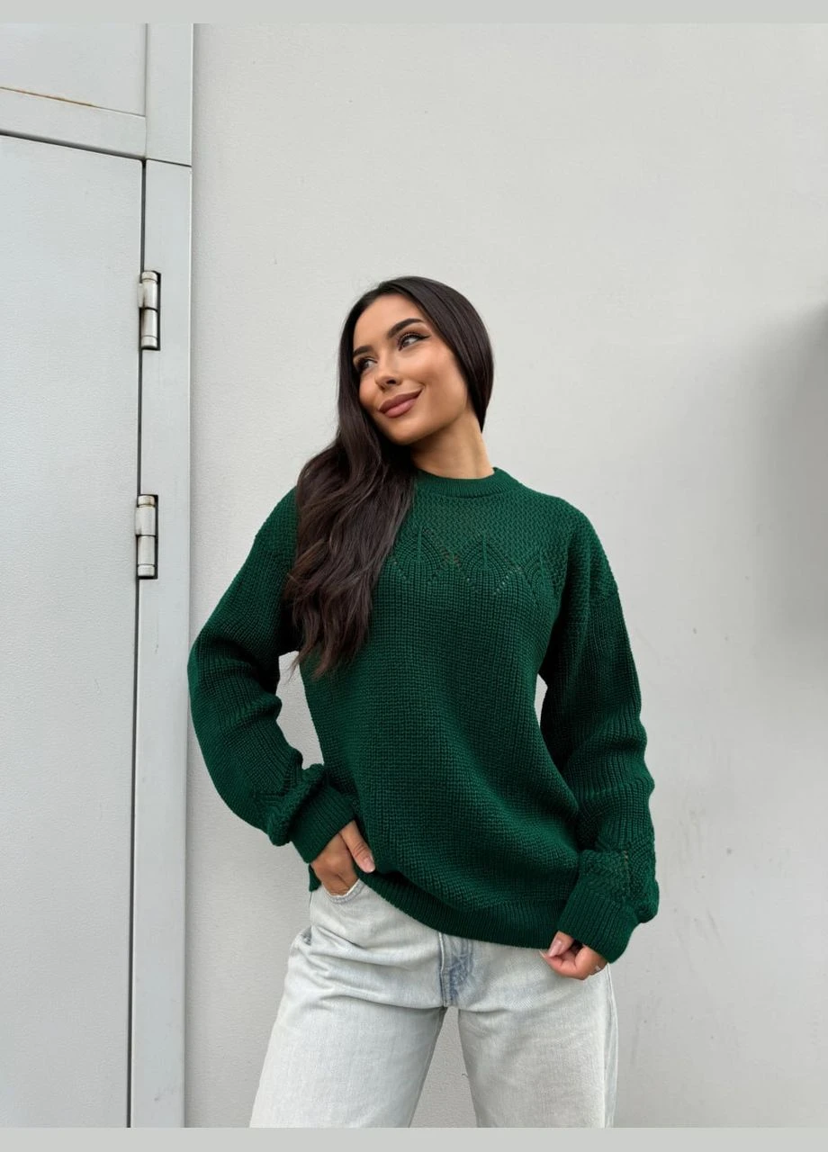 Смарагдовий демісезонний класичний жіночий светр Fashion