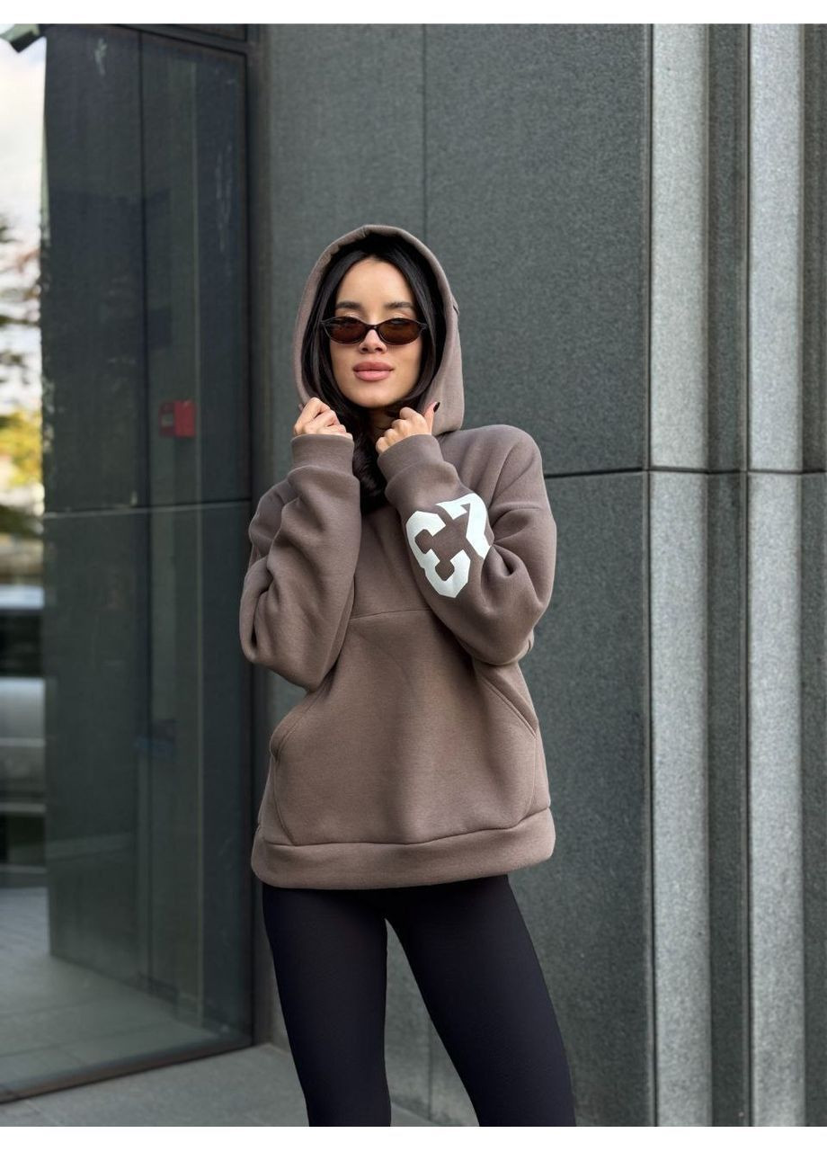 Женское теплое тощие из тринитки на флисе с принтом No Brand (366391799)