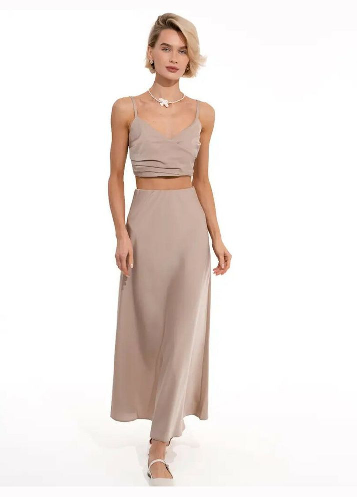 Коричневая юбка женская шелковая меди капучино mked5798-30 Modna KAZKA