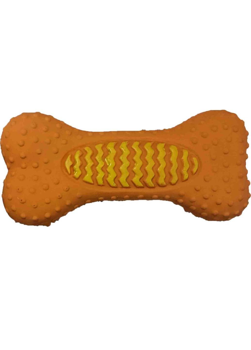 Іграшка для собак Toys Fun латексна кістка з пищалкою помаранчева, 13 см TATRAPET (284176073)