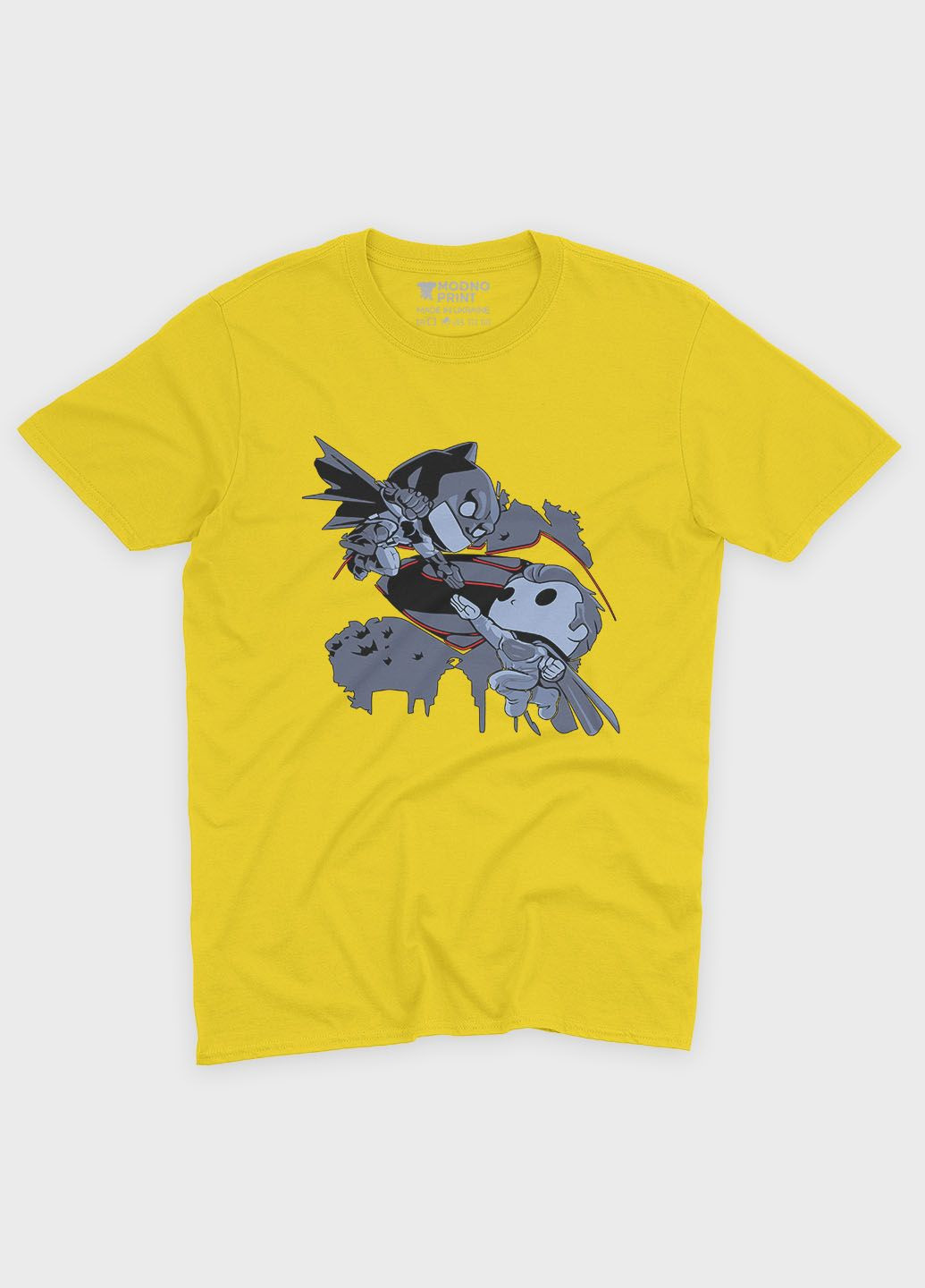 Желтая демисезонная футболка для девочки с принтом супергероя - бэтмен (ts001-1-sun-006-003-027-g) Modno